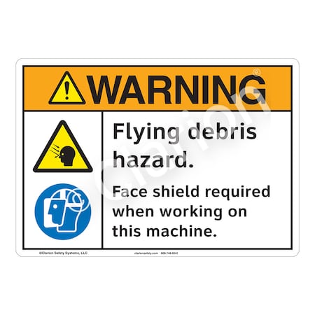 ANSI/ISO Compliant Warning Flying Debris Safety Signs Indoor/Outdoor Aluminum (BE) 12 X 18